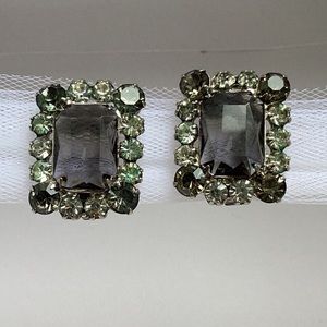 Vintage clip on crystal earrings